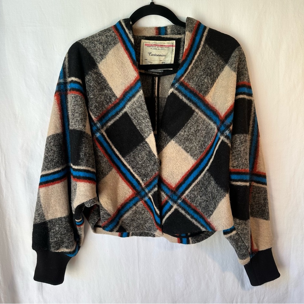 Cartonnier Anthropologie Women's Plaid Demero Swing Jacket Size XS/S Wool Blend